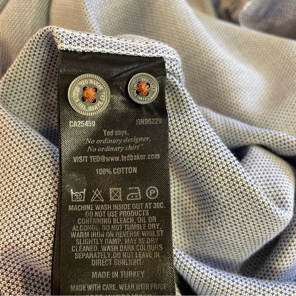 Ted Baker London Men's Button-Up Shirt Blue Size 3 (Medium) - Picture 8 of 11